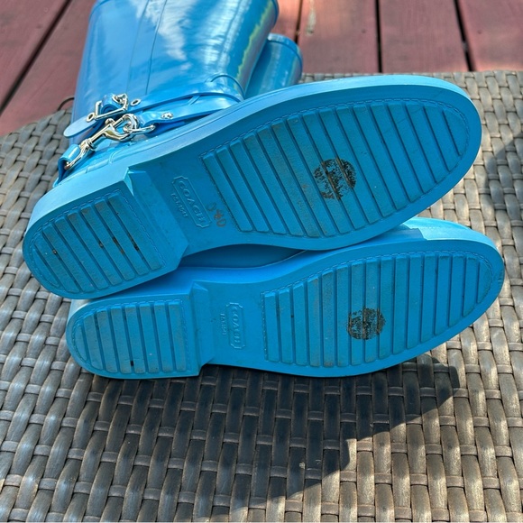 Coach Lori Blue Tall Rain Rubber Boots, Size 9, Women's - Picture 10 of 12